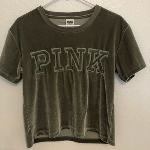 pink velvet crop top